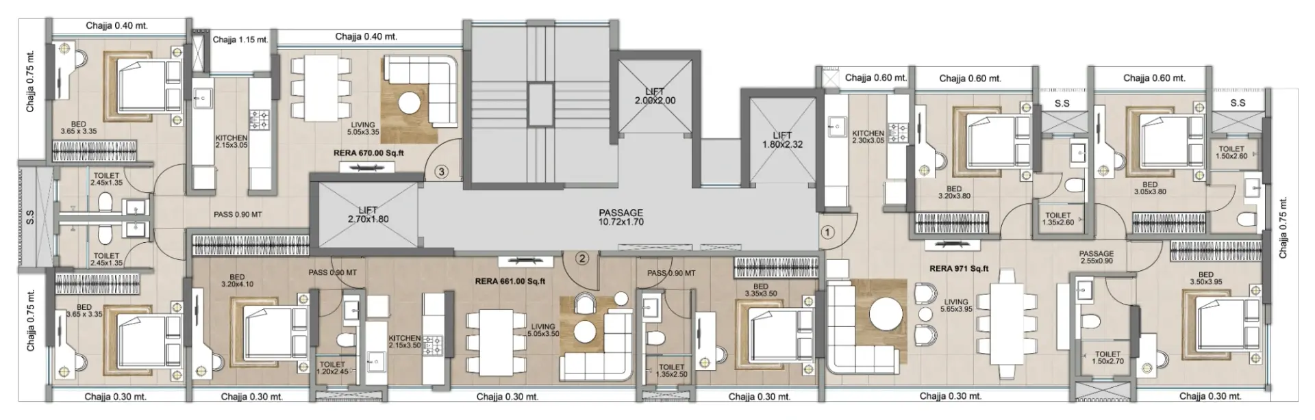 Typical floor plan, option one