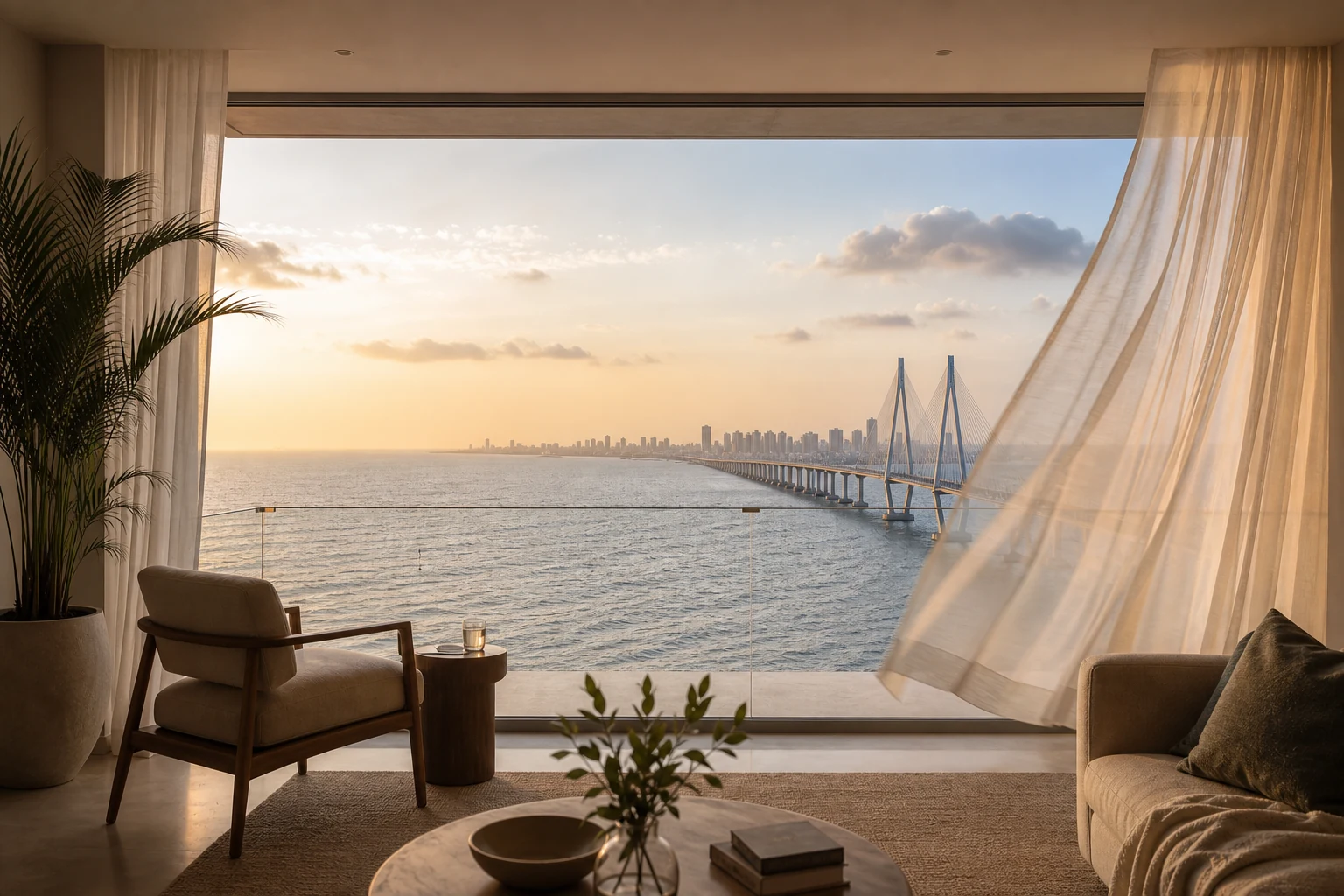 A sea-facing Bandra home framing the Arabian Sea and Bandra-Worli Sea Link